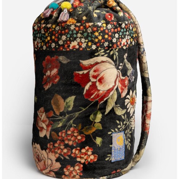 Johnny Was Laurel Canyon Attar Cozy Blanket Reversible Floral Home Black NEW - Picture 4 of 5